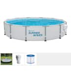 Elite 12 ft. Round 30 in. Metal Frame Above Ground Pool Set with Filter Pump