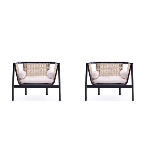 Manhattan Comfort Versailles Black, Natural Cane and Cream Woven