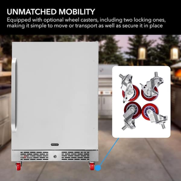 5.3 cu ft Built-In Outdoor/Indoor Refrigerator Cooler 24 in. Stainless Steel 80 Can Freestanding Waterproof Energy Star