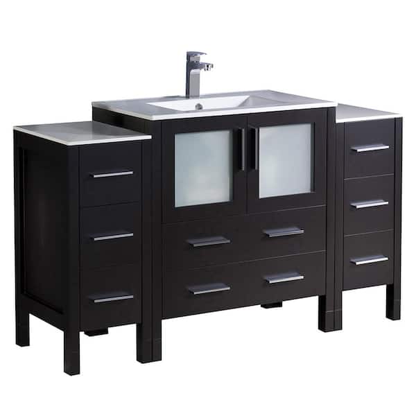 Fresca Torino 54 in. Bath Vanity in Espresso with Ceramic Vanity Top in White with White Basin