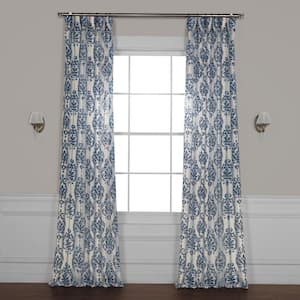 Fresco Blue Printed Sheer Curtain - 50 in. W x 108 in. L