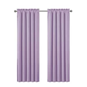 Corinne Thermaback Heathered Plum Textured Solid Polyester 42 in. W x 95 in. L Blackout Single Rod Pocket Curtain Panel