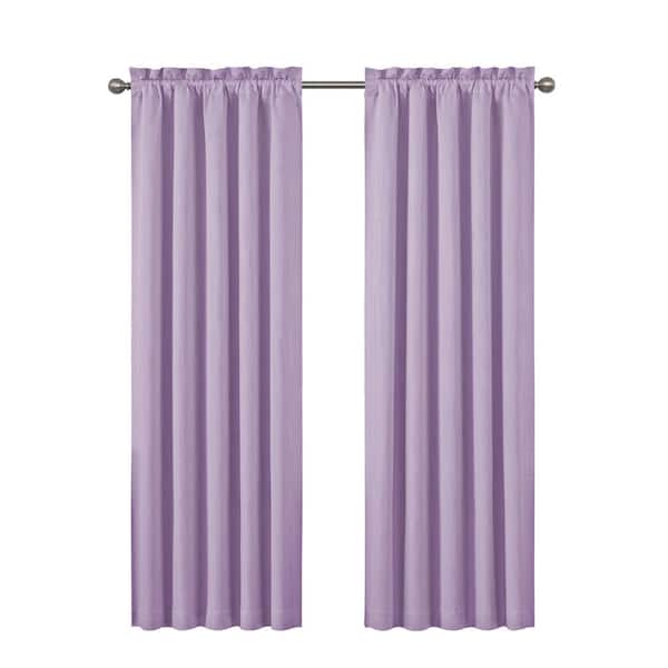 Eclipse Corinne Thermaback Heathered Plum Textured Solid Polyester 42 in. W x 95 in. L Blackout Single Rod Pocket Curtain Panel