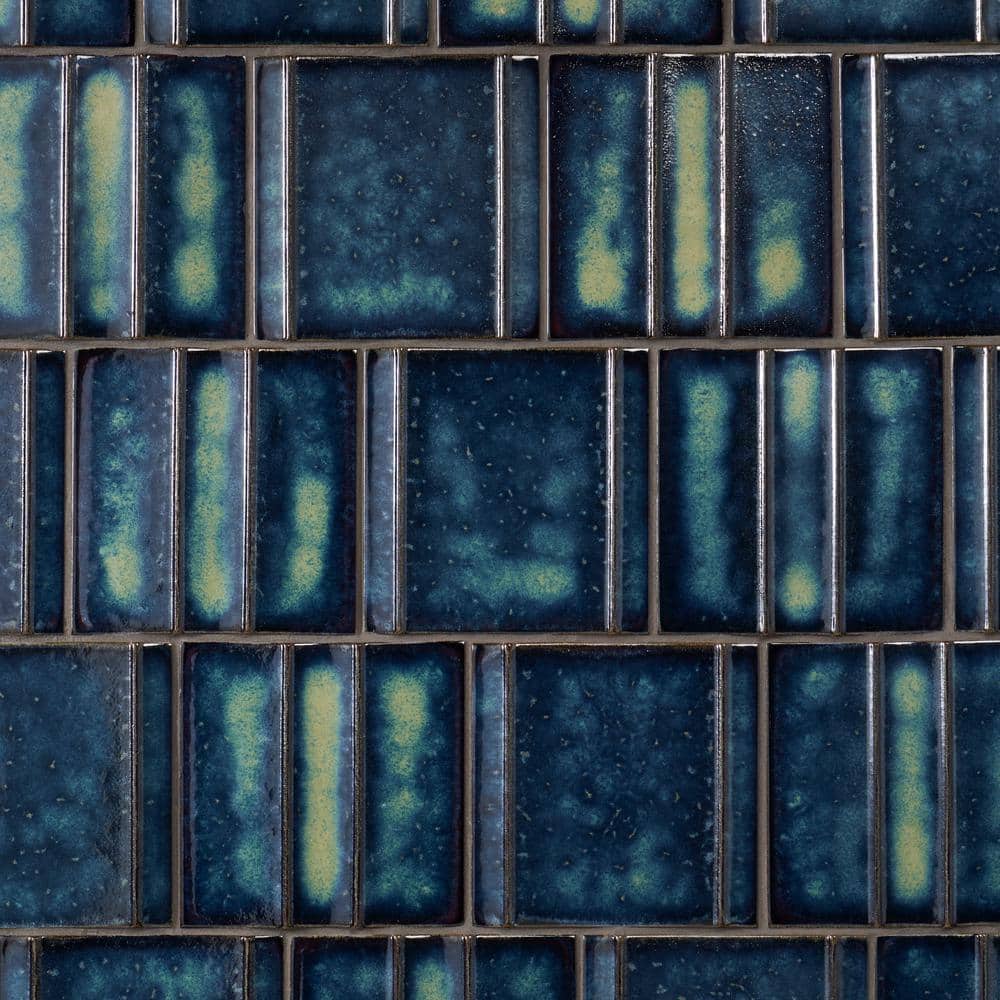 Ivy Hill Tile Hikari Ocean Blue 5.82 in. x 5.82 in. 3D Metallic