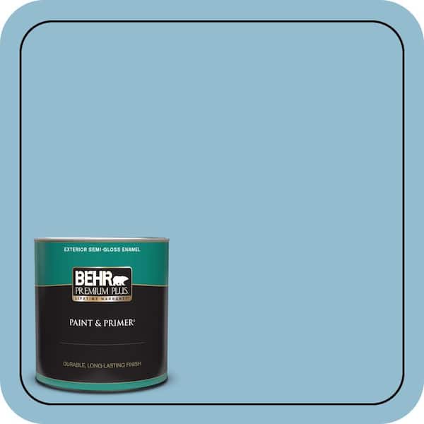 BEHR PREMIUM PLUS 1 qt. #S490-3 Reef Blue Semi-Gloss Enamel Exterior Paint & Primer