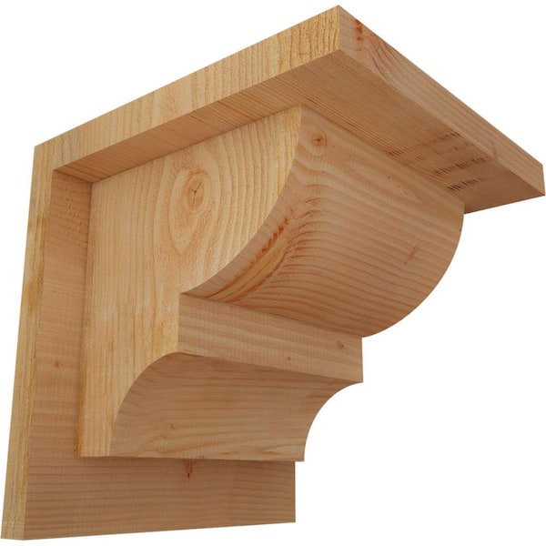 Ekena Millwork 8 in. x 8 in. x 8 in. Douglas Fir Ridgewood Rough Sawn Corbel with Backplate
