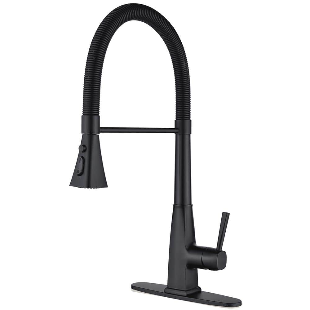 Single-Handle Pull Down Sprayer Kitchen Faucet with 3-Advanced Spray, Pull Out Sprayer in Stainless Steel Matte Black -  ruiling, ATKH-0133-YH