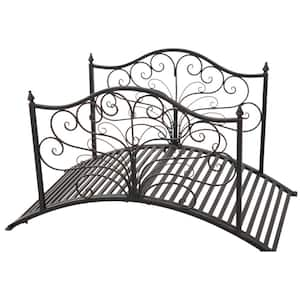 46.75 in. x 28.25 in. x 27 in. Metal Arched Decorative Garden Bridge with Ornate Side Rails