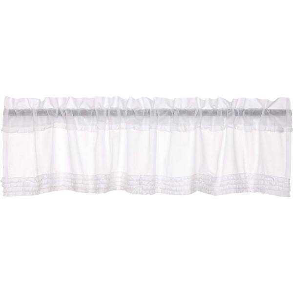 WHITE RUFFLED Sheer Panel Set Unlined Country Frilly Ruffles Curtains Window VHC 
