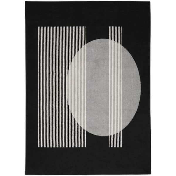 Nourison Modern Passion Blk/Grey 5 ft. x 7 ft. Geometric Contemporary Area Rug