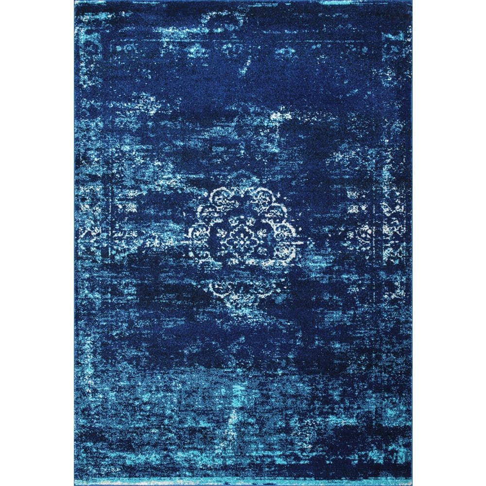 Tanja Rug Collection nuLOOM Tanja Overdyed Medallion Blue 5 ft. x 8 ft. Area Rug RZBD47A ...