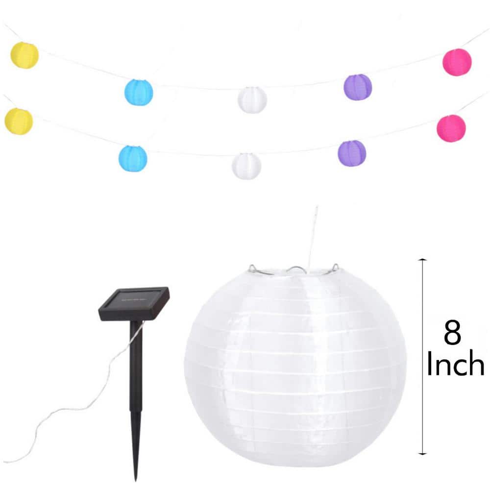 32 Ft Outdoor 10 Light Solar Chinese Lantern Integrated Led String