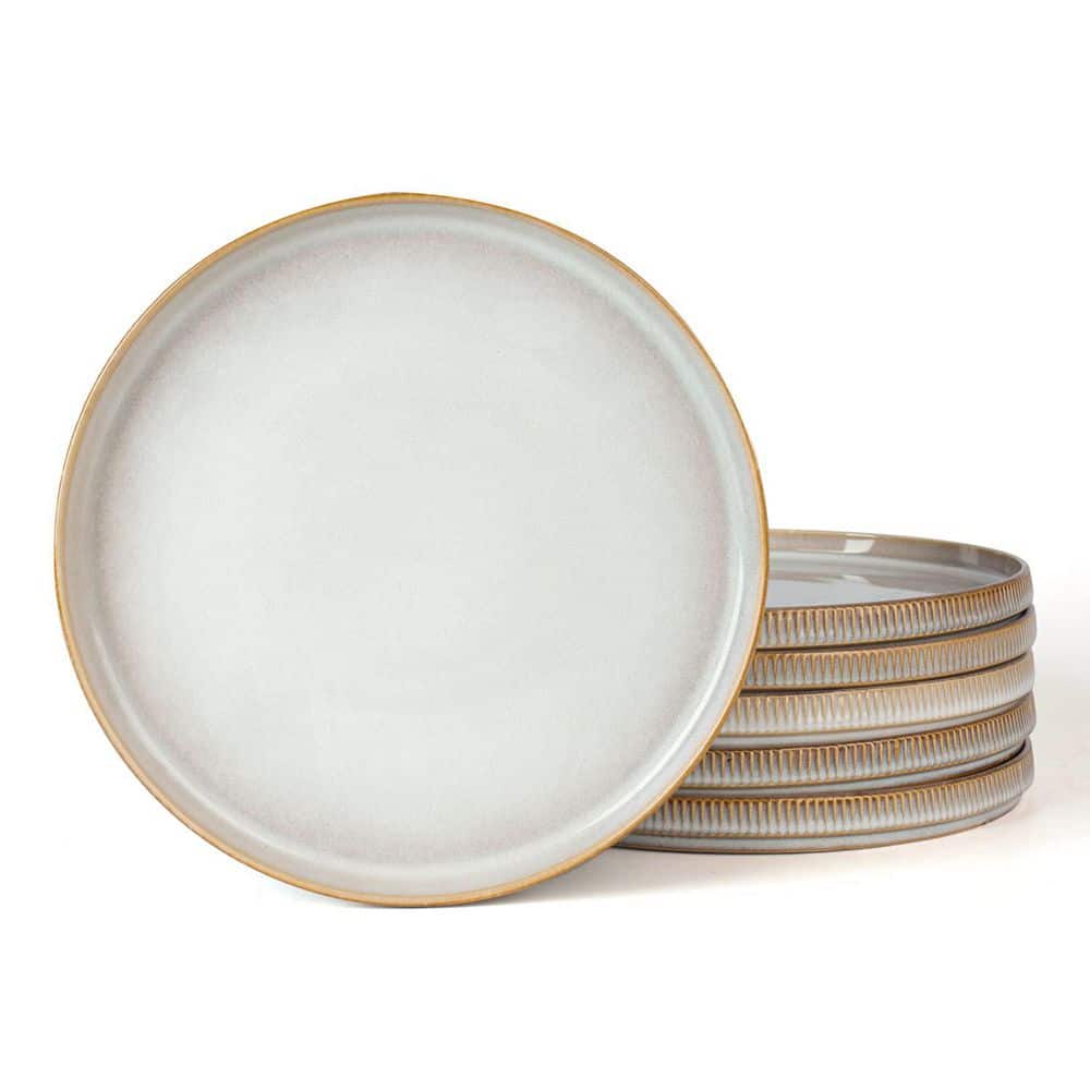 Set of 6 Stoneware 8-Inch Salad Plates for Desserts and Appetizers with Rimmed Edge and Reactive Glaze price history on PriceWatchPro