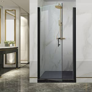 36-37.5 in. W x H 72 in. Black Frameless Pivot Shower Door with 1/4 in. Thick Tempered Glass