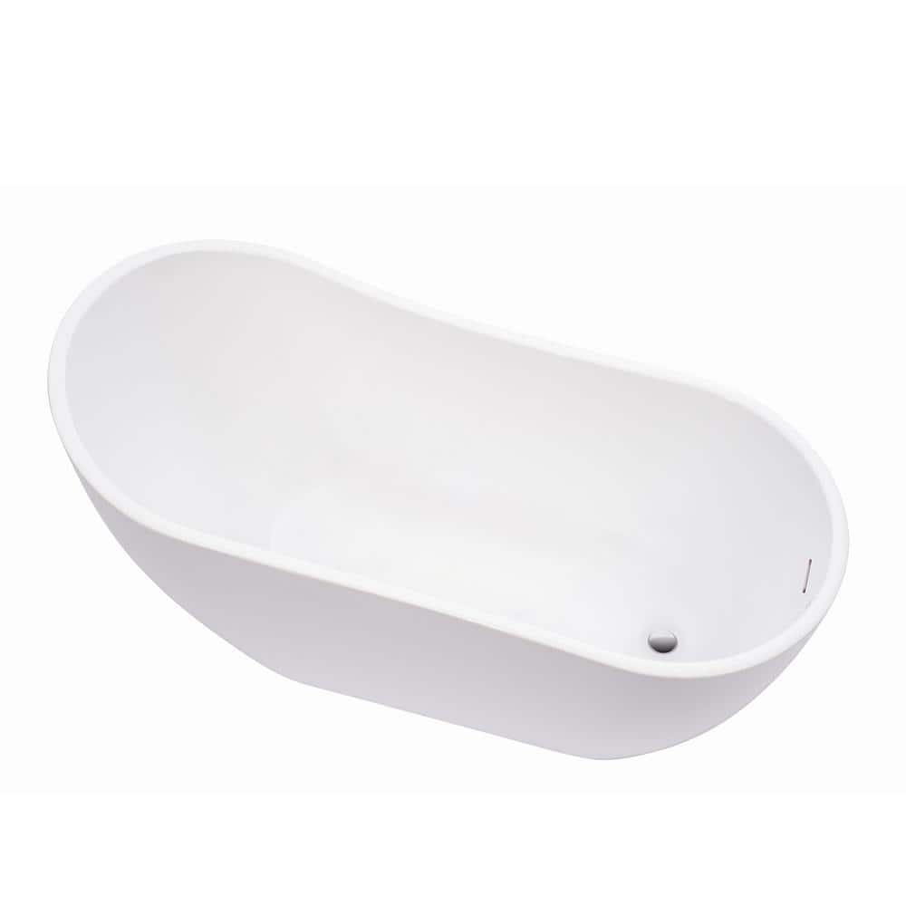 Amara White Acrylic Freestanding Soaking Bathtub with Integrated Overflow
