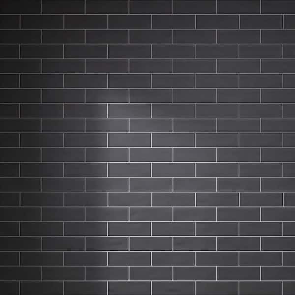 MOLOVO Borgo Subway Black 2.6 in. X 7.9 in. Matte Porcelain Floor and Wall Tile (7.54 sq. ft./Case)