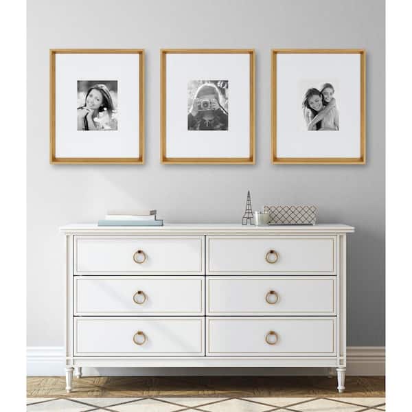Calter 16 in. x 20 in. Matted to 8 in. x 10 in. Gold Picture Frame (Set of 3)