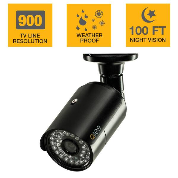 Q-SEE Wired 900TVL Indoor or Outdoor Bullet Analog Standard Surveillance Camera 100 ft. Night Vision