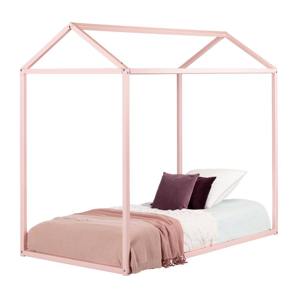 Pink Twin Wood Frame House Bed