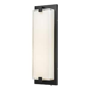 6 in.30-Watt Dimmable 1-Light Black LED Wall Sconce Light with Glass Shade 5-Color Temperatures Adjustable