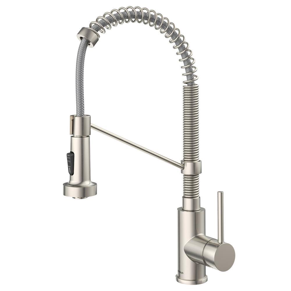 KRAUS Bolden Single Handle 18-Inch Commercial Kitchen Faucet with Dual Function Pull Down Sprayhead in Stainless Steel KPF-1610SS Sansujyuku sansujyuku.com