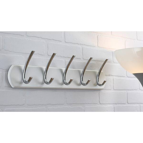 Richelieu Hardware 23-7/8 in. (605 mm) White and Brushed Nickel Utility Hook  Rack T020210195 - The Home Depot