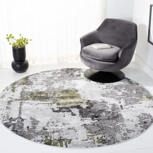 Craft Gray/Green 5 ft. x 5 ft. Gradient Abstract Round Area Rug