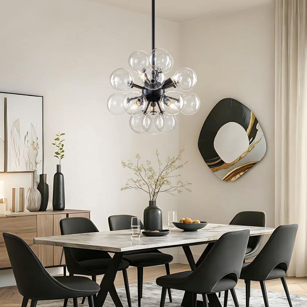Modern 6-Light Black Globe Chandelier,Dining Room Light Fixture with Clear Glass Shades for Living Room Kitchen Island price history on PriceWatchPro