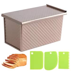 2.2 lbs. Bread Pans, Non-Stick Rectangle Pullman Loaf Pan with Lid, 13x5 Sourdough Bread Pans with Dough Scraper Cutter