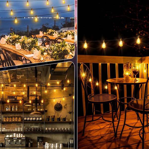19 Light 50 ft. Black Outdoor Dimmable Hardwired Patio String