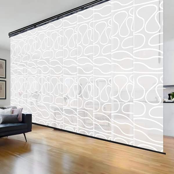 EMOH Swirl 120 in. - 218 in. W x 94 in. L Adjustable 10-Panel Black Double Rail Panel Track with 23.5 in. Slates