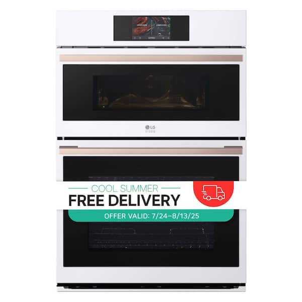 STUDIO 30 in. 1.7/4.7 cu. ft. Smart Combination Double Wall Oven with 7 in. Touch Display in Essence White