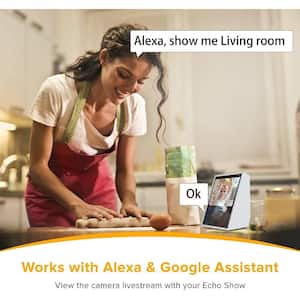 Wired Indoor Home Camera Works with Alexa and Google
