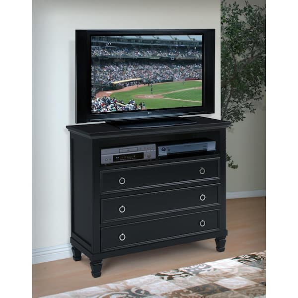 NEW CLASSIC HOME FURNISHINGS New Classic Furniture Tamarack Black 3-drawer 42 in. Media Chest