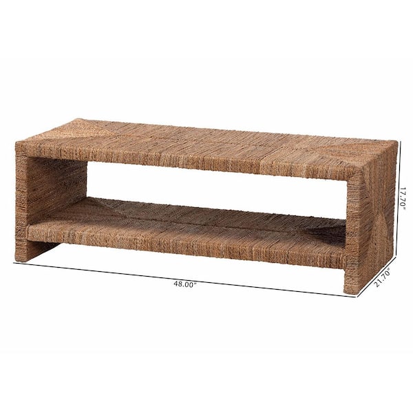 bali & pari Liza 48 in. Natural Brown Rectangle Seagrass Wicker