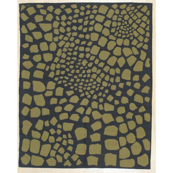 Green 6 ft. x 8 ft. Handwoven Wool Modern Flat Weave Area Rug
