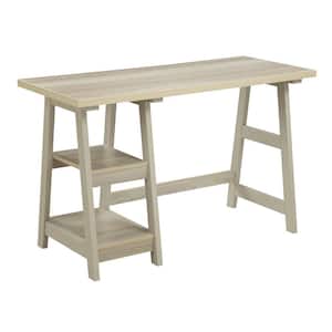 47 in. Rectangular Weathered White Writing Desks with Solid Wood Design