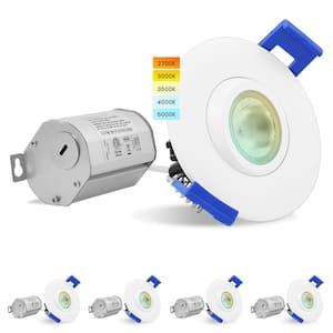 2 in. Adjustable LED Gimbal Canless Recessed Light with J-Box 5 Color Selectable 5-Watt 400 Lumens Damp Rated (4-Pack)