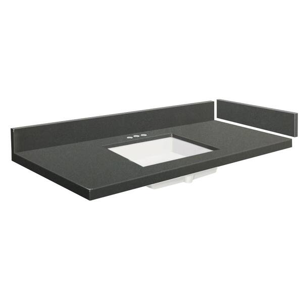 Transolid 42.75 in. W x 22.25 in. D Quartz Vanity Top in Urban Grey with 4 in. Centerset White Basin