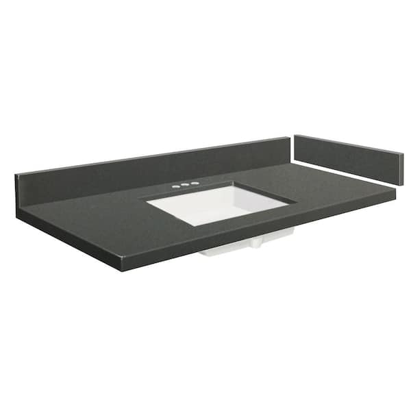 Transolid 61 in. W x 22.25 in. D Quartz Vanity Top in Urban Grey with White Basin and 4 in. Centerset