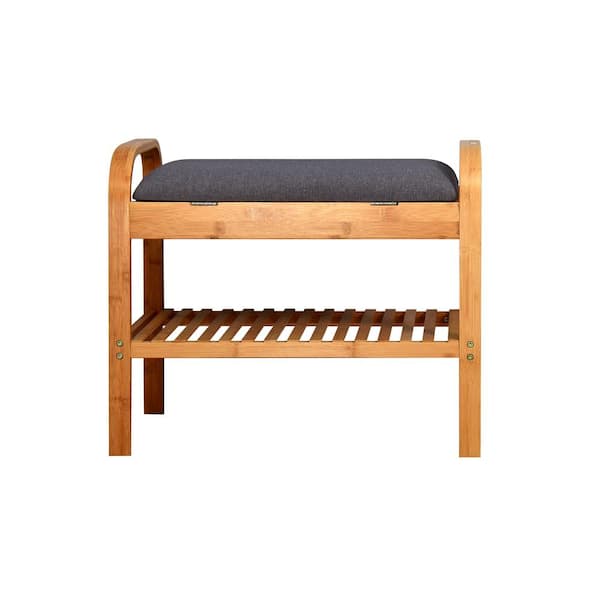 ATHMILE Natural Storage Bench 23.62 in. x 13 in. x 19.88 in.