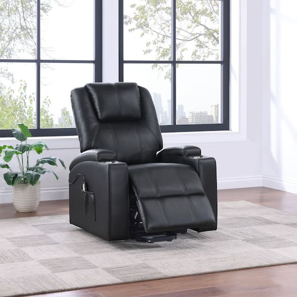 Coaster Armstrong Black Leatherette Power Lift Massage Recliner