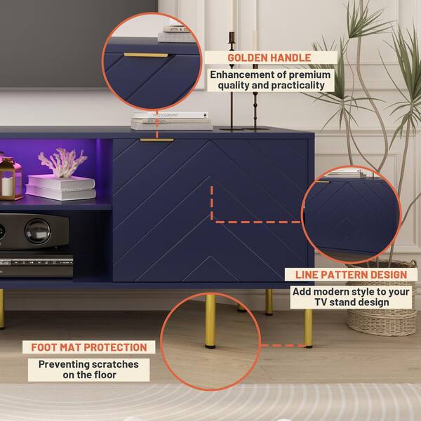 Clihome Modern/Contemporary Navy Tv Cabinet (Accommodates TVs up to 60-in)