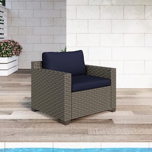 Keys Metal Outdoor Sectional with Cobalt Cushions