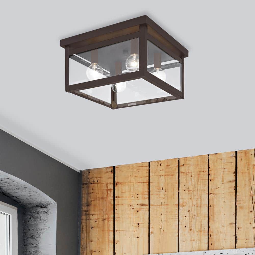 Milford Bronze and Glass 4-Light Ceiling Mount