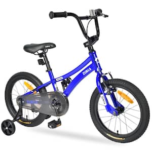 Kids 16 in. Age 4-7 Years Boys Bike with Training Wheels, Rear Coaster Brake and Front V Brake in Blue