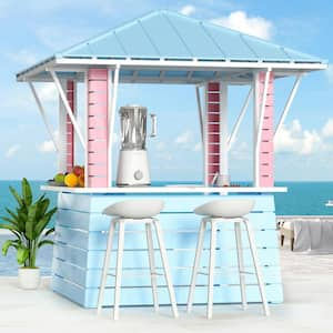 Coastal Dream 8 ft. x 8 ft. Ocean Foam Green, White and Coral Pavilion Gazebo with Dual USB Charging