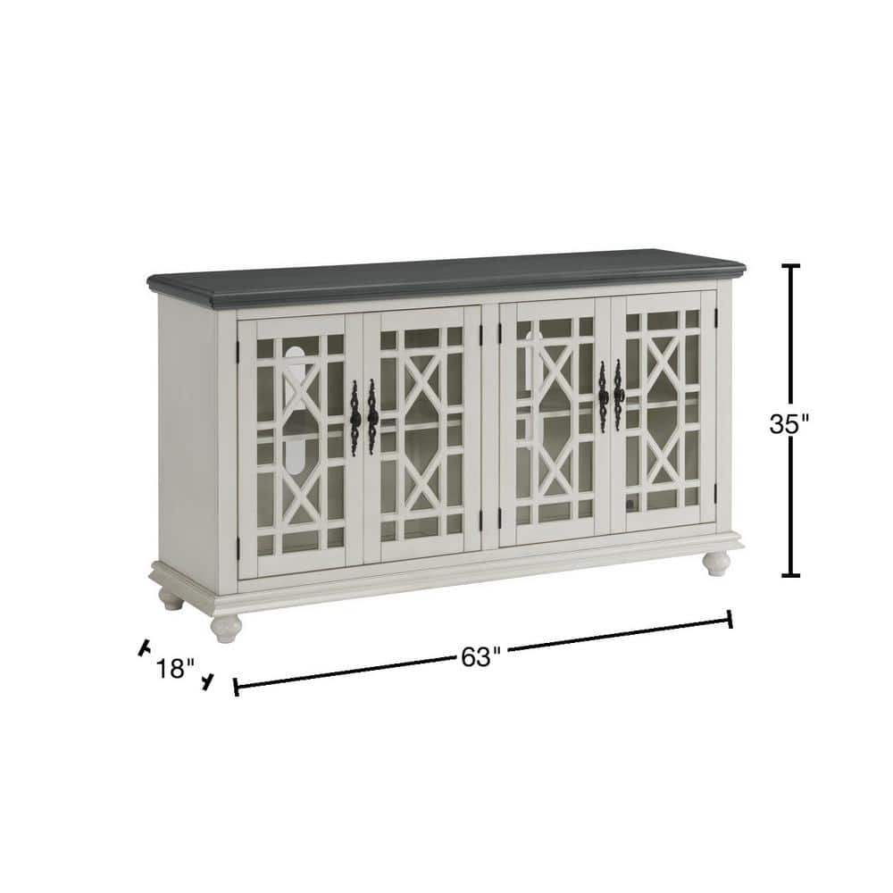 Parisian Antique Market Inspired 63" White and Grey TV Console