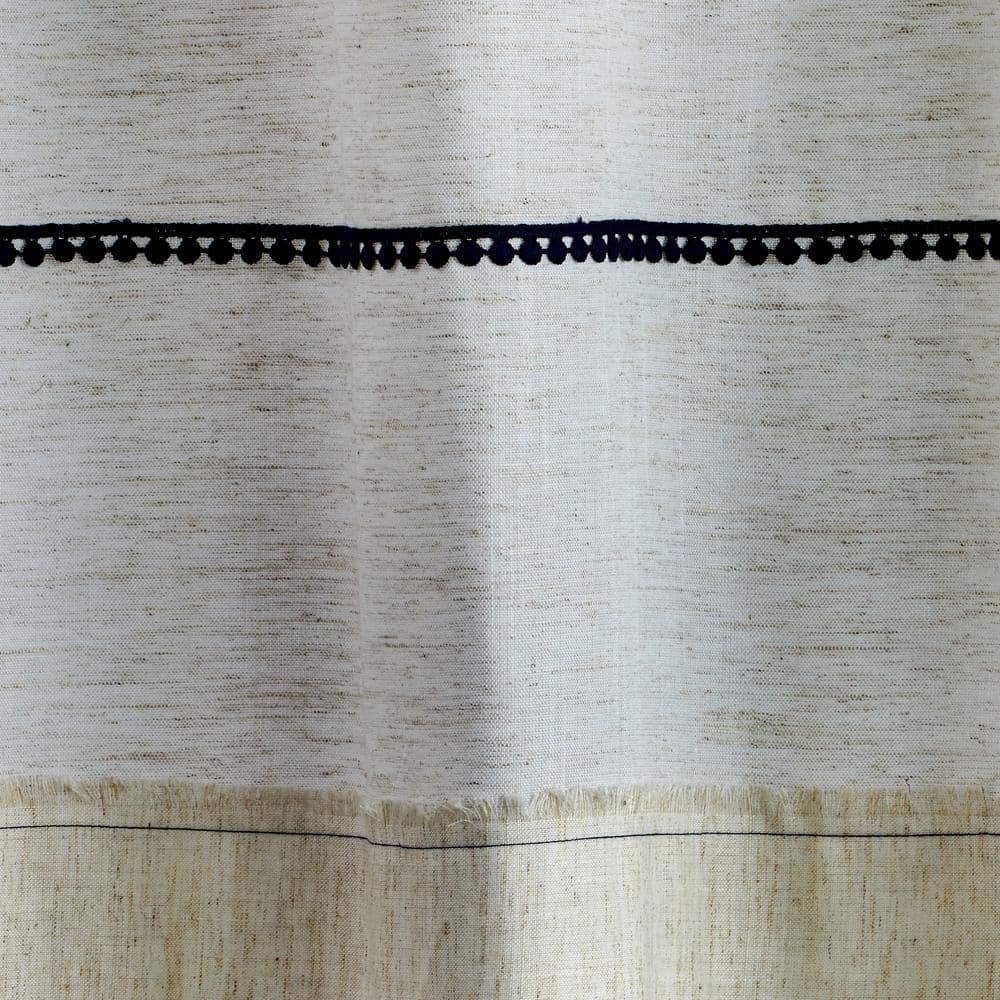 Frayser Beige and Navy Linen Blend Shower Curtain