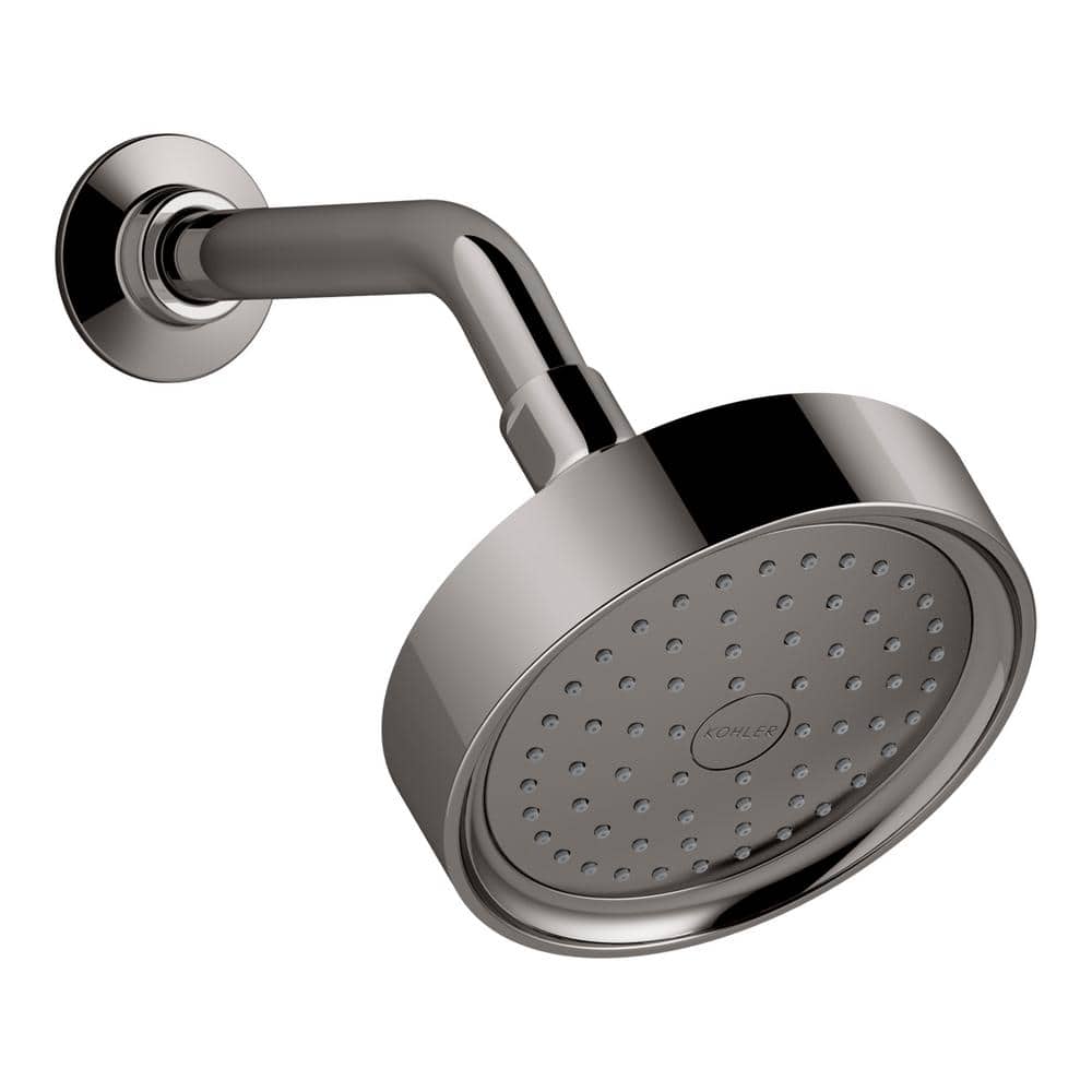Purist 5.5" Square Gray Metal Fixed Shower Head with Katalyst Technology